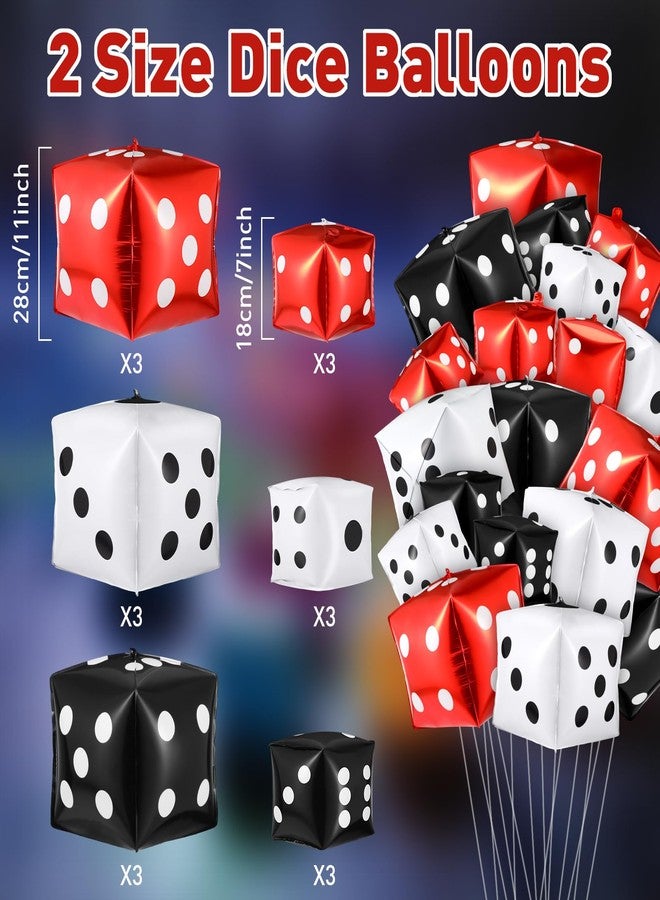 MiniInflat 18 Pcs Jumbo Dice Balloon Casino Theme Party Decoration 4d Square Inflatable Dice Foil Casino Balloon for Game Night Las Vegas Birthday Bunco Prom Party Decoration(Multicolor) - Image 3